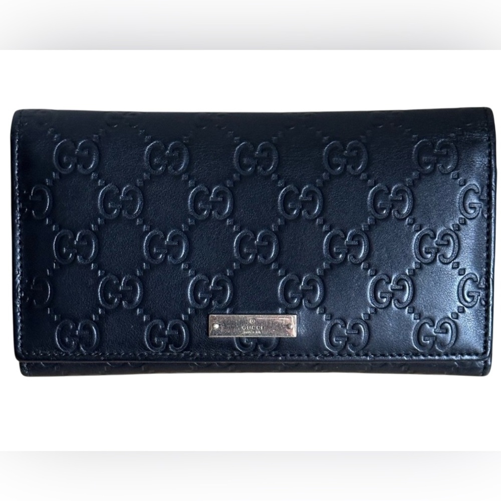 Gucci Guccissima Long Wallet - Black - EUC